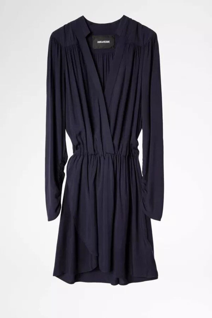 Zadig & Voltaire womens Reveal Faux Wrap Short Mini Dress size Small Navy $498
